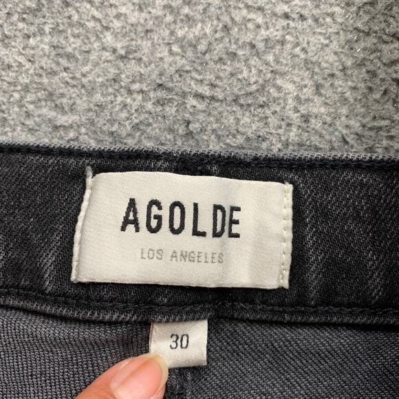 Agolde Jeans Womens 30 Faded Black Denim High Rise Stovepipe Straight Zip Fly - Picture 5 of 10